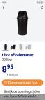 Plastic prullenbak 60 liter zwart